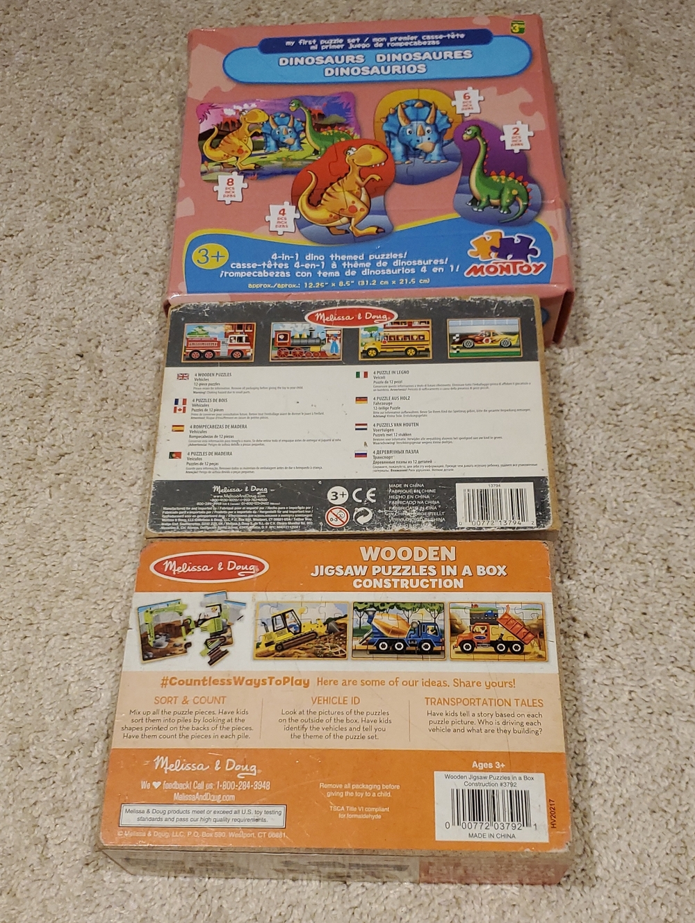 Melissa & Doug Wooden Jigsaw Puzzles in Box - Pink & Orange